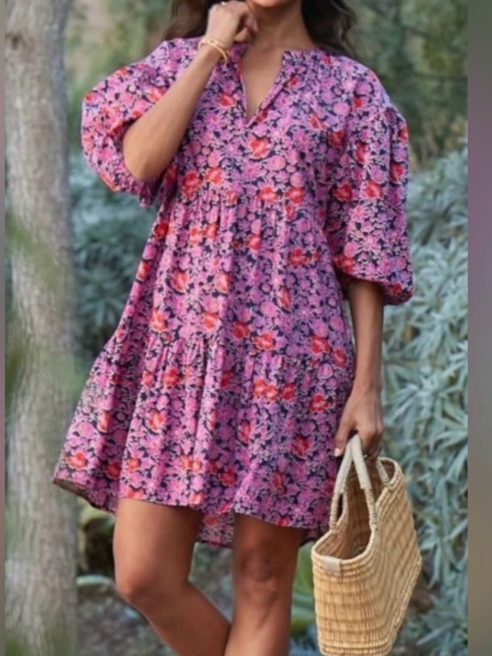 Sundry x Evereve The Anywhere Dress Cotton Poplin Tiered Pullover Mini Dress
Sm